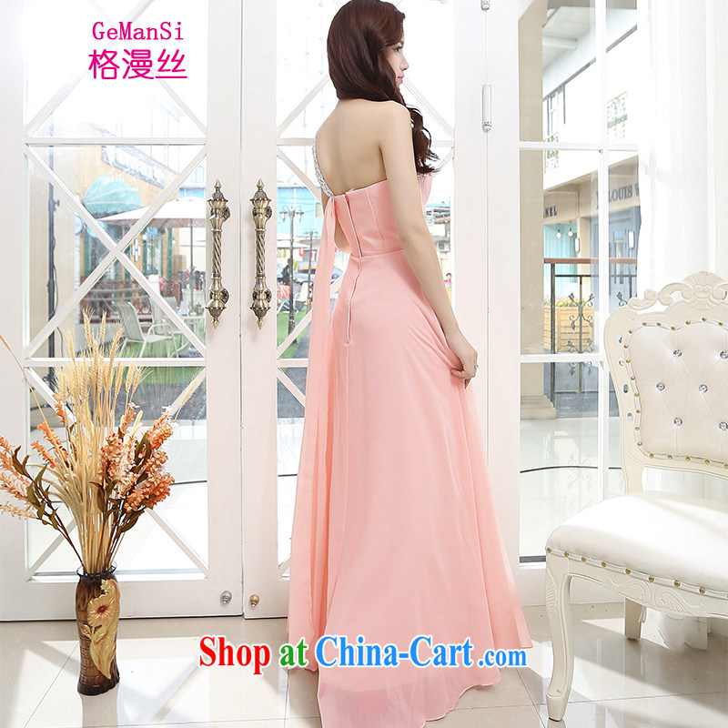 The diffuse population GEMANSI 2015 spring and summer, new bride toast wedding dress small dress the shoulder the shoulder bridesmaid serving long evening dress pink XL, diffuse population (GeManSi), online shopping