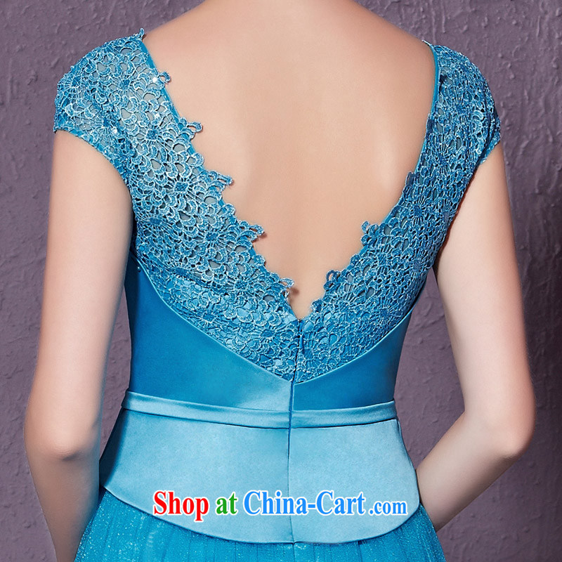Creative Fox 2015 new blue V for banquet dress bow-tie back exposed dress Evening Dress toast service annual meeting presided over 30,911 dresses blue XXL, creative Fox (coniefox), online shopping