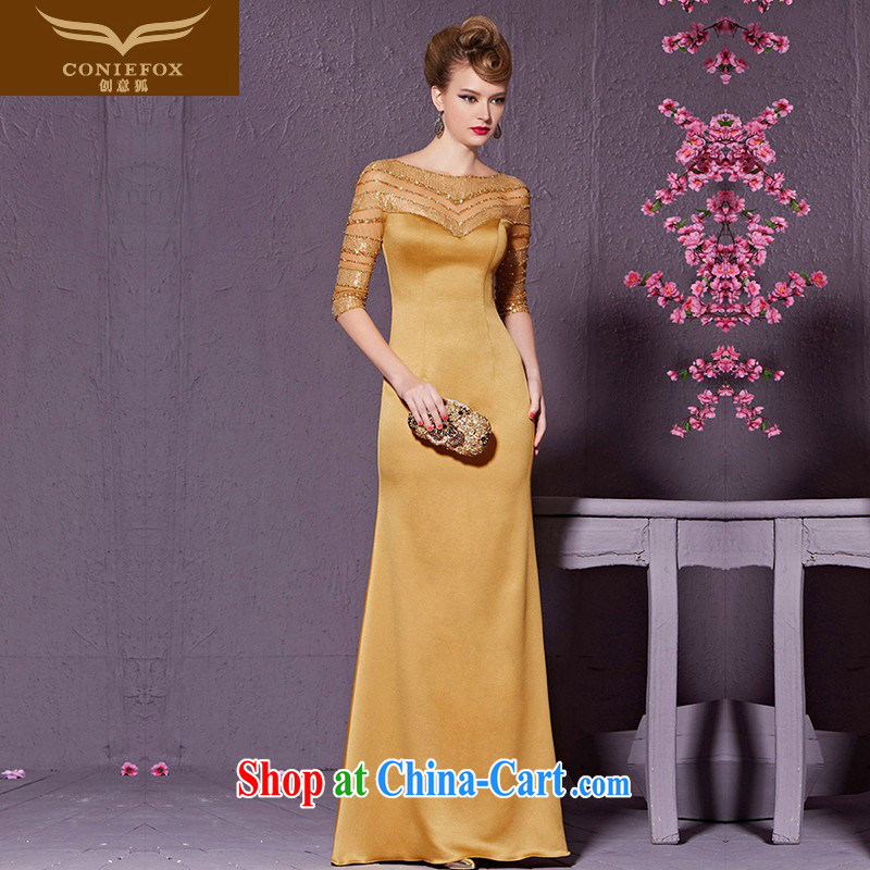 Creative Fox in gold cuff banquet dress beauty long marriages served toast hosted annual dress uniforms bridesmaid dress 30,915 gold XXL