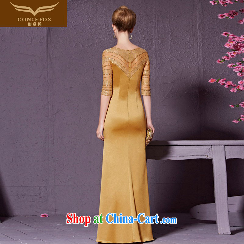 Creative Fox in gold cuff banquet dress beauty long marriages served toast the annual concert dress clothes bridesmaid dress 30,915 gold XXL, creative Fox (coniefox), online shopping