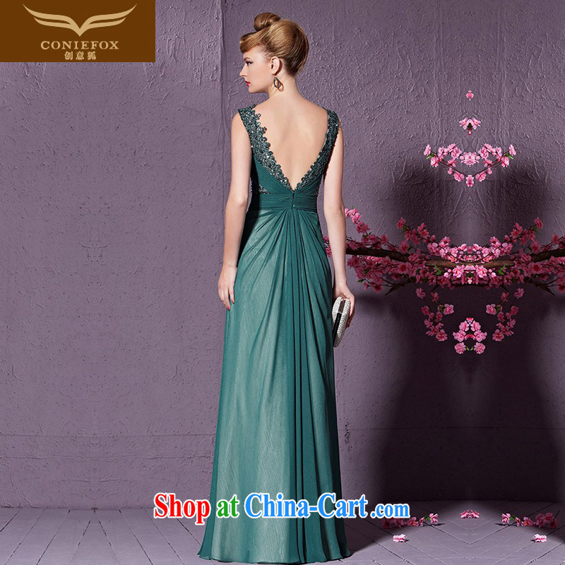Creative Fox in Europe and America as well as dresses and stylish wood drill back exposed banquet dress beauty long evening dress toast serving the annual concert dresses serving 30,916 green XXL, creative Fox (coniefox), online shopping