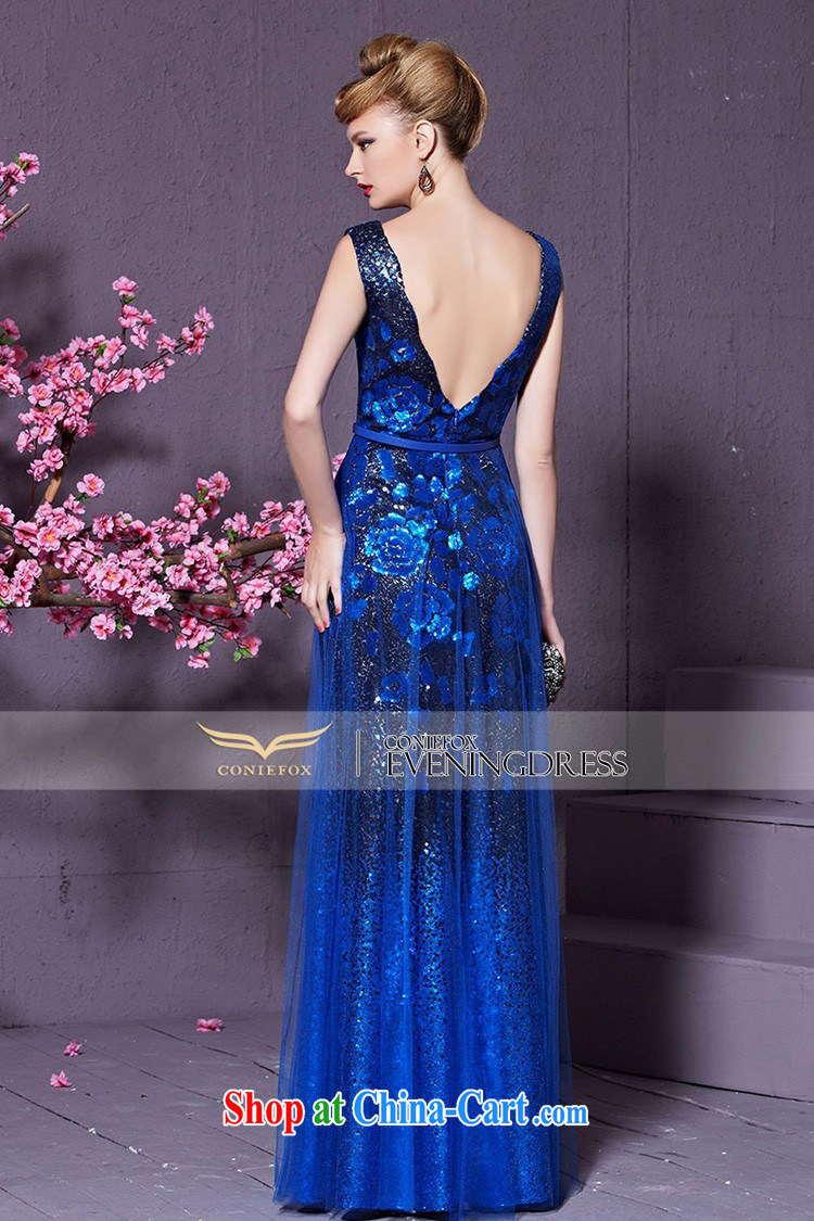 Creative Fox blue shoulders banquet dress V collar long marriage toast clothing fashion beauty dress presided over performance service evening dress long skirt 30,920 blue XXL pictures, price, brand platters! Elections are good character, the national distribution, so why buy now enjoy more preferential! Health