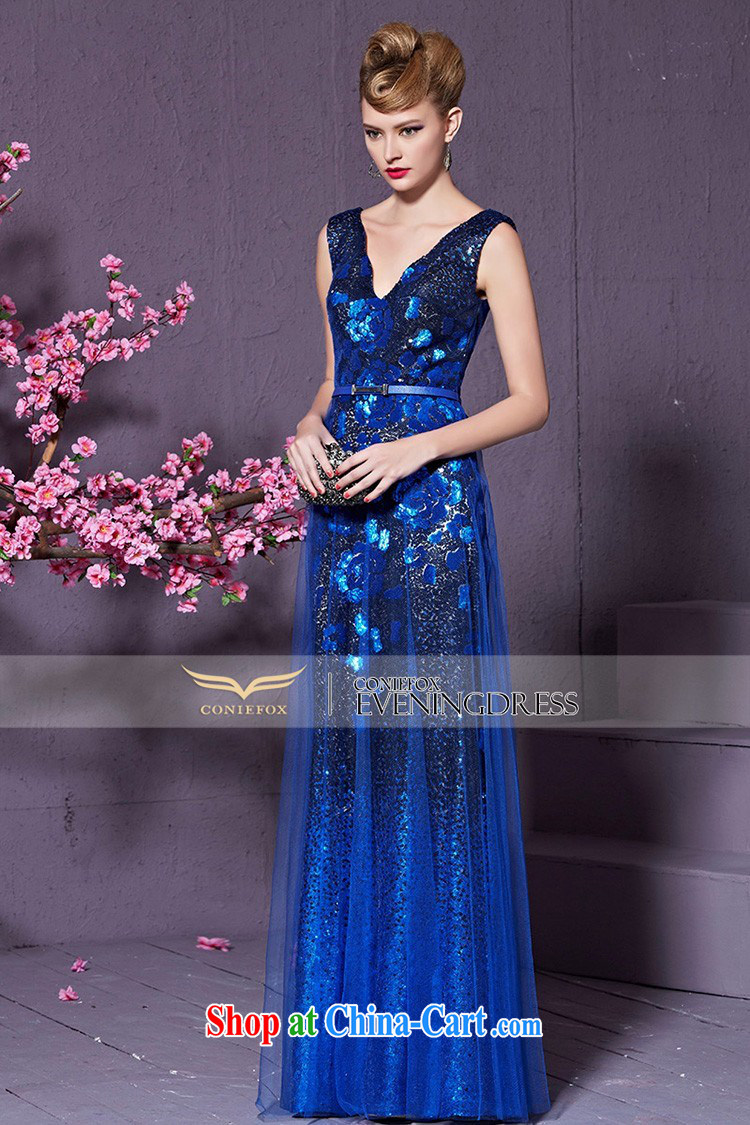 Creative Fox blue shoulders banquet dress V collar long marriage toast clothing fashion beauty dress presided over performance service evening dress long skirt 30,920 blue XXL pictures, price, brand platters! Elections are good character, the national distribution, so why buy now enjoy more preferential! Health