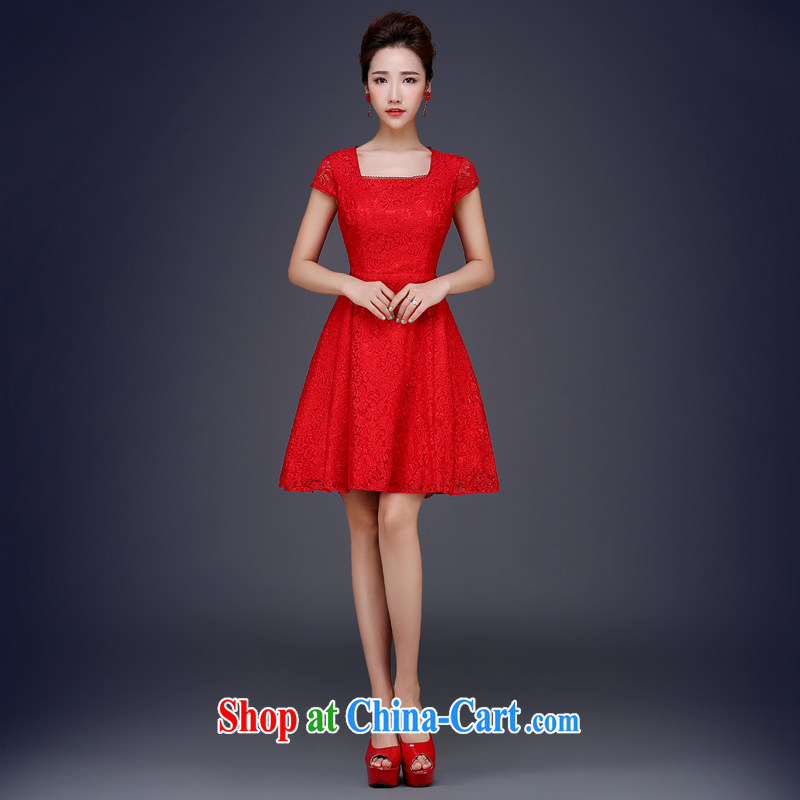 Jie MIA 2015 new summer red toast serving short bridal wedding dress champagne color bridesmaid serving small dress the betrothal red XXL