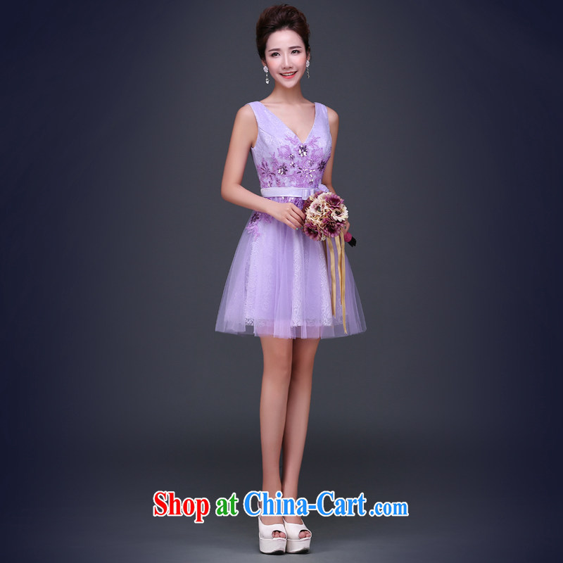 Cheng Kejie MIA dress short 2015 new summer purple shoulders V collar bridesmaid sister serving as a dress for wedding banquet female light purple XXL, Jake Mia, and shopping on the Internet