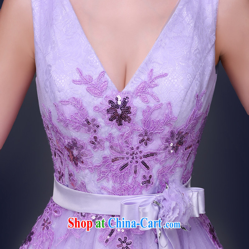 Cheng Kejie MIA dress short 2015 new summer purple shoulders V collar bridesmaid sister serving as a dress for wedding banquet female light purple XXL, Jake Mia, and shopping on the Internet