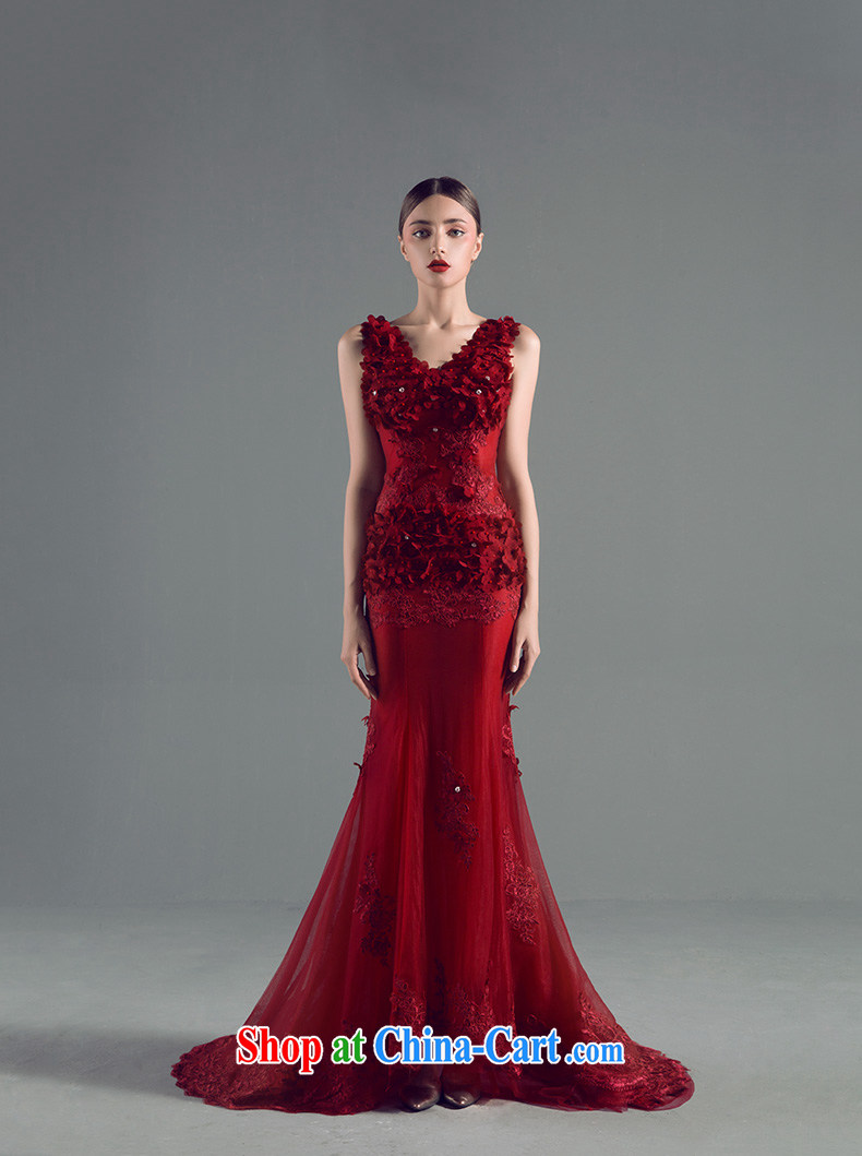 Code hang bridal wedding dresses 2015 new wine red evening dress beauty Deep V flowers at Merlion dress fluoroscopy marriage, banquet, the dress red XL pictures, price, brand platters! Elections are good character, the national distribution, so why buy now enjoy more preferential! Health