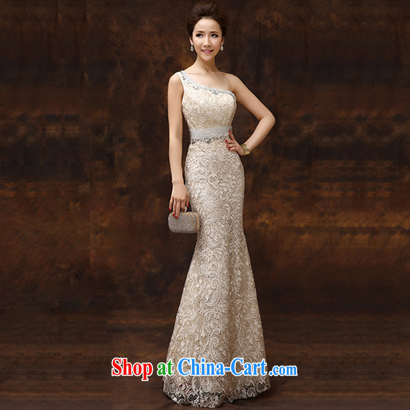 Energy Mr. Philip Li lace Evening Dress 2015 new single shoulder-length, bridal wedding toast beauty service at Merlion dress summer champagne color tailored energy, Philip Li (mode file), and, on-line shopping