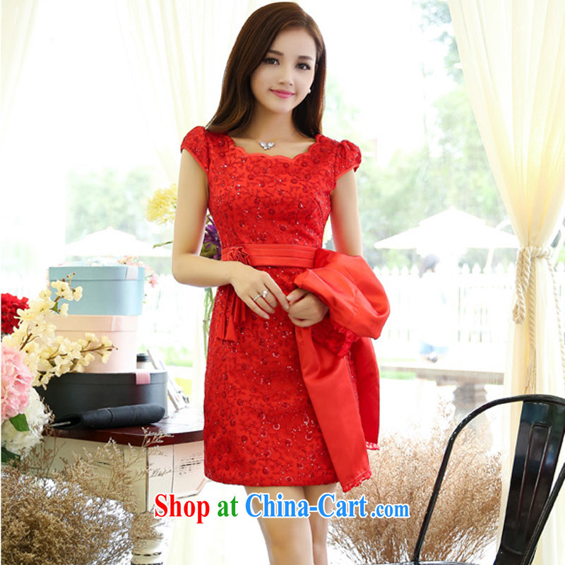 Caesar's 1000 early autumn new women with stylish and cultivating long-sleeved round-collar marriage wedding dresses video thin bridal bridesmaid dress uniform toast back door kit two-piece red XXXL, TRIUMPHANTKS, shopping on the Internet