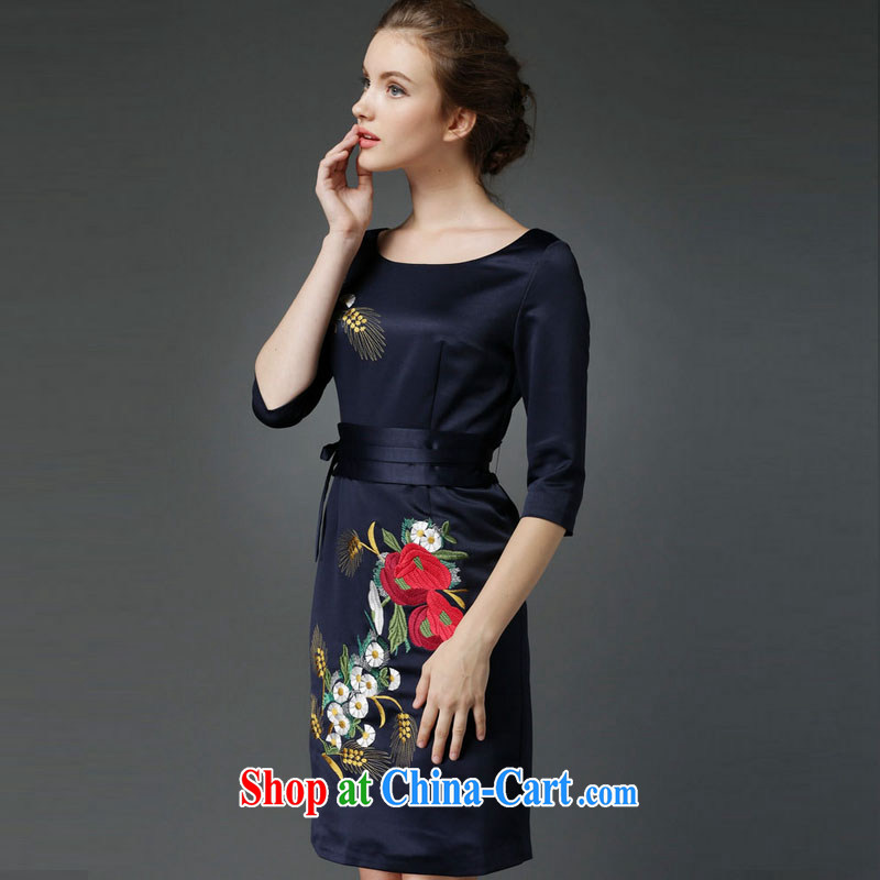 ADDIS ABABA, Connie fall 2015 with new, elegant style dinner dress cheongsam embroidered dresses F 0674 blue 3 XL, Addis Ababa, Connie (FABENE), online shopping