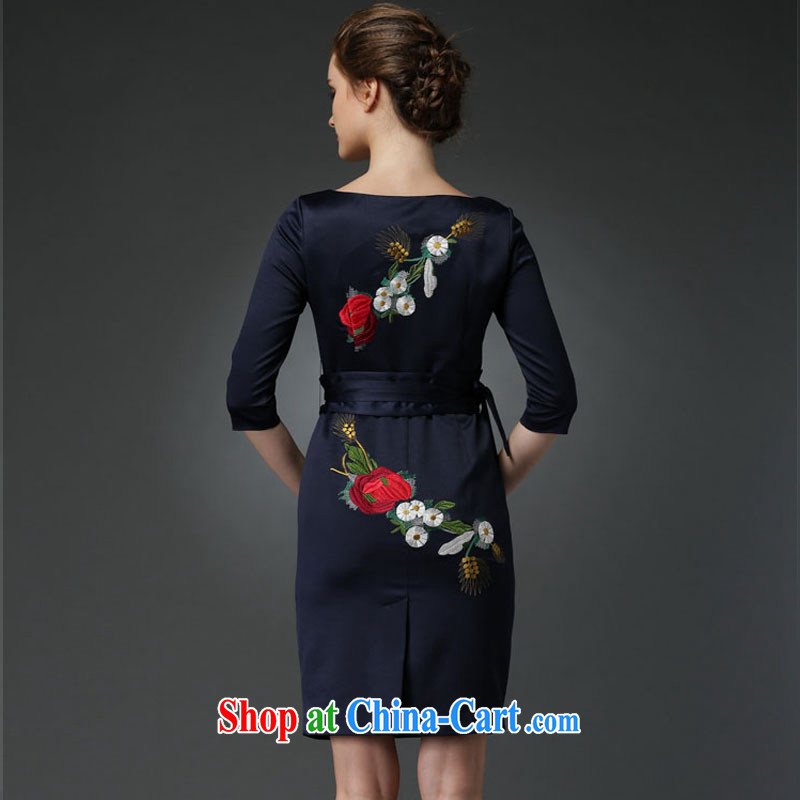 ADDIS ABABA, Connie fall 2015 with new, elegant style dinner dress cheongsam embroidered dresses F 0674 blue 3 XL, Addis Ababa, Connie (FABENE), online shopping