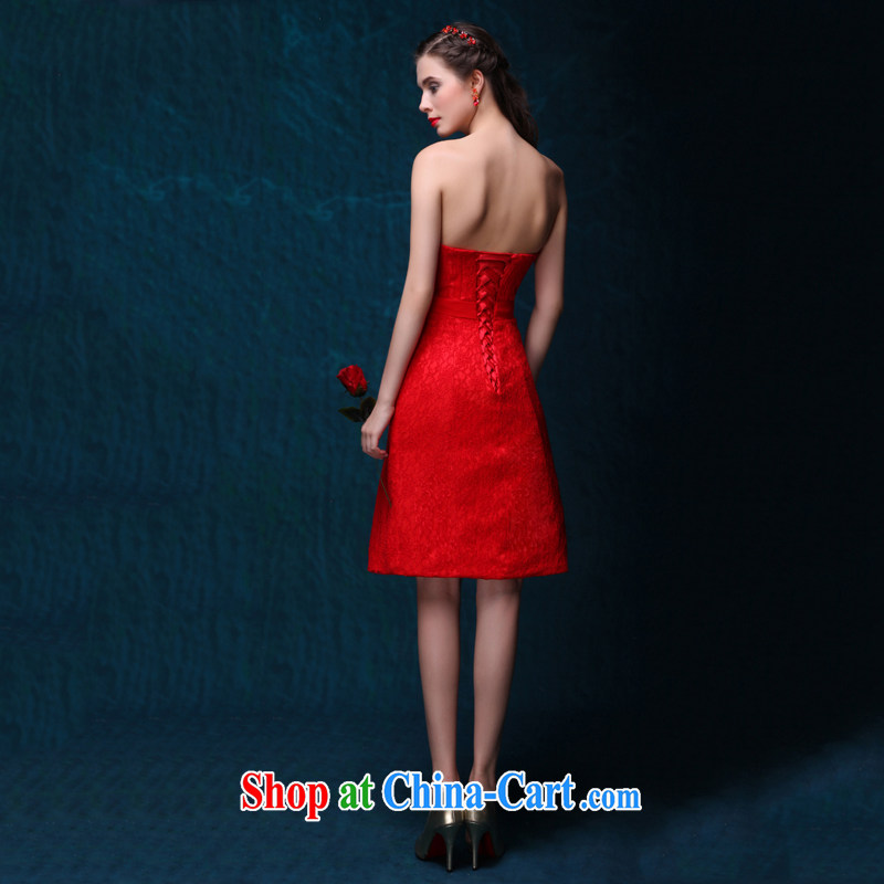 2015 new bride toast serving short erase chest wedding dress red and the relatively short, large, Evening Dress summer back-door dress wiped his chest short, full-tie bows clothing Red. 7 Day Shipping does not return do not change, love, and, shopping on