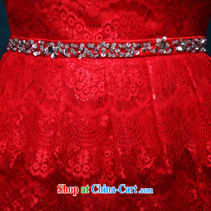 2015 new bride toast serving summer wiped his chest long wedding wedding dress short, chest bare dress beauty red dress sense, tied with an elegant performance service red made 7 Day Shipping does not return not-for-love, China, in accordance with, and sh