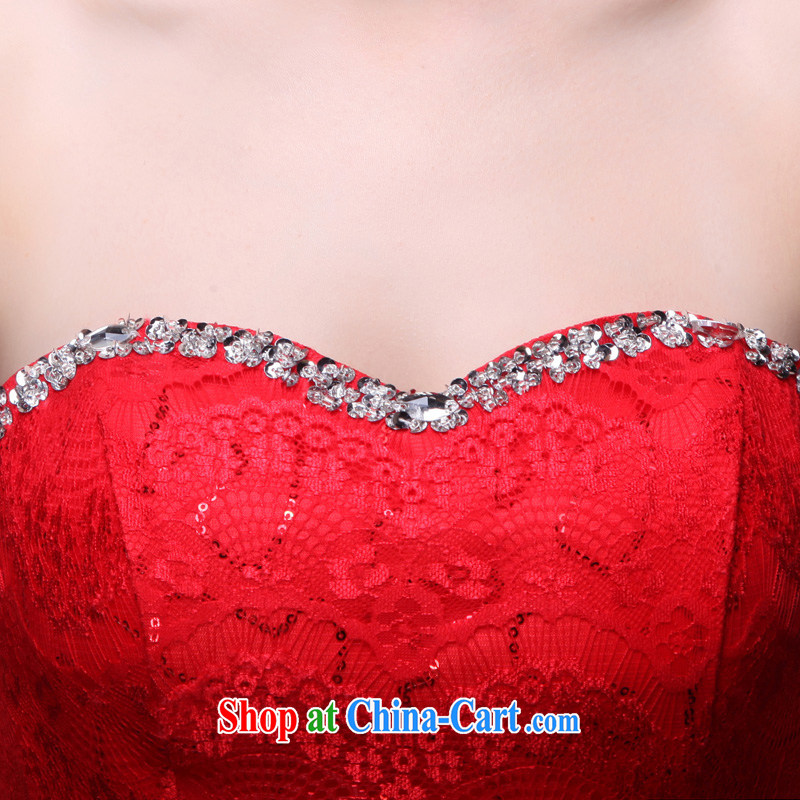 2015 new bride toast serving summer wiped his chest long wedding wedding dress short, chest bare dress beauty red dress sense, tied with an elegant performance service red made 7 Day Shipping does not return not-for-love, China, in accordance with, and sh