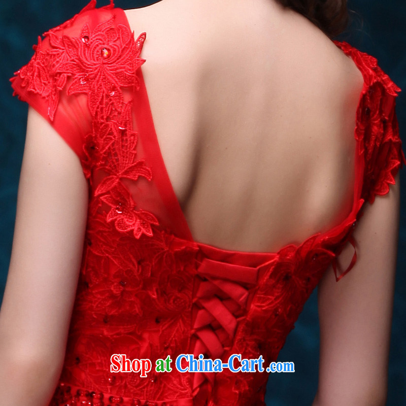 Bridal 2015 spring and summer new long serving toast dress the Field shoulder lace bows serving red long marriage, the door dress show banquet dress red made 7 Day Shipping do not return does not change, love, and, shopping on the Internet