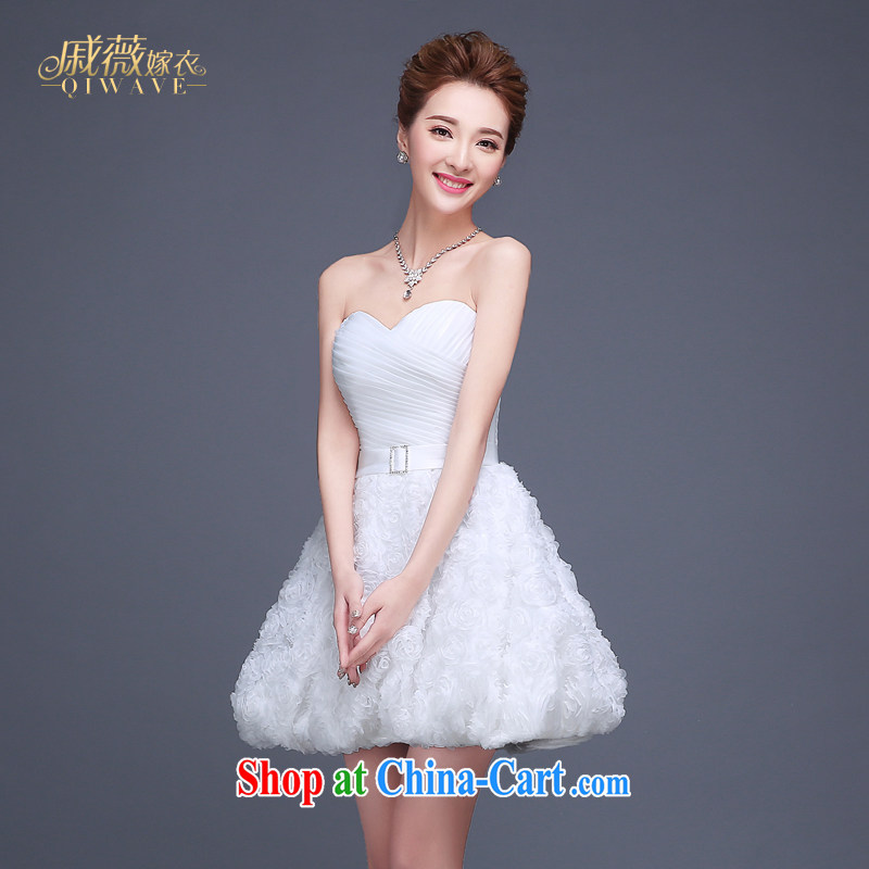 Wei Qi autumn 2015 new products the bride's wedding dress bows dress bridesmaid dress short white towel tied chest with a large code dress white XXL, Qi wei (QI WAVE), online shopping