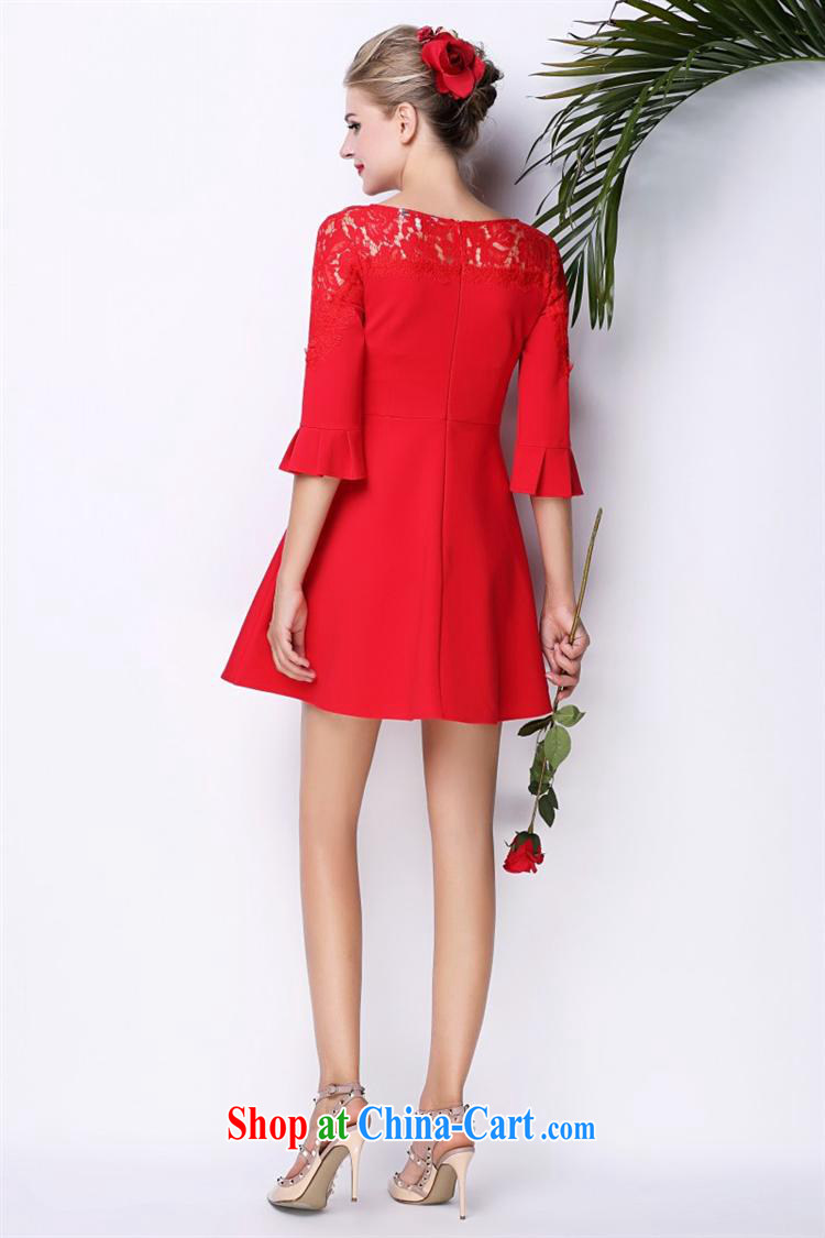 With vPro heartrendingly dress autumn 2015 the new Red toast clothing Evening Dress lace stitching horn cuff dress 3091 red XL pictures, price, brand platters! Elections are good character, the national distribution, so why buy now enjoy more preferential! Health