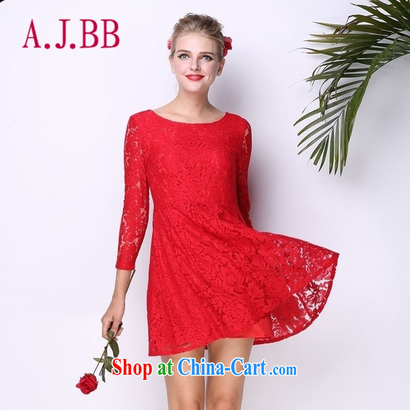 With vPro heartrendingly dress 2015 red bridal toast dress 7 cuff style beauty back door service lace skirt 3092 red XL