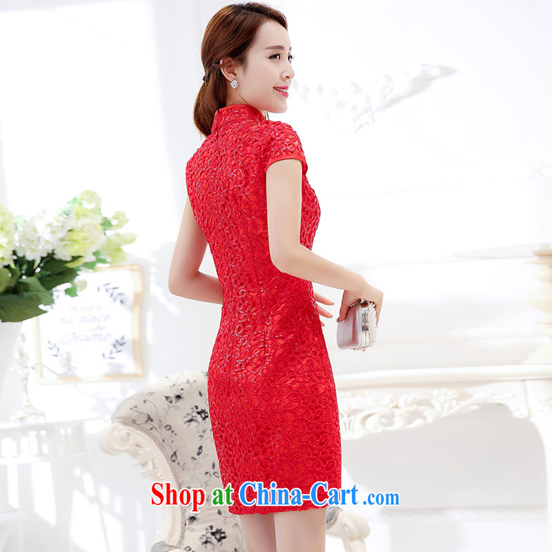 Floating love Ting autumn 2015 the new lady embroidered stitching 100 hem shaggy wedding dress high waist dress spring female Red L crossed love Ting (PIAOAITING), online shopping