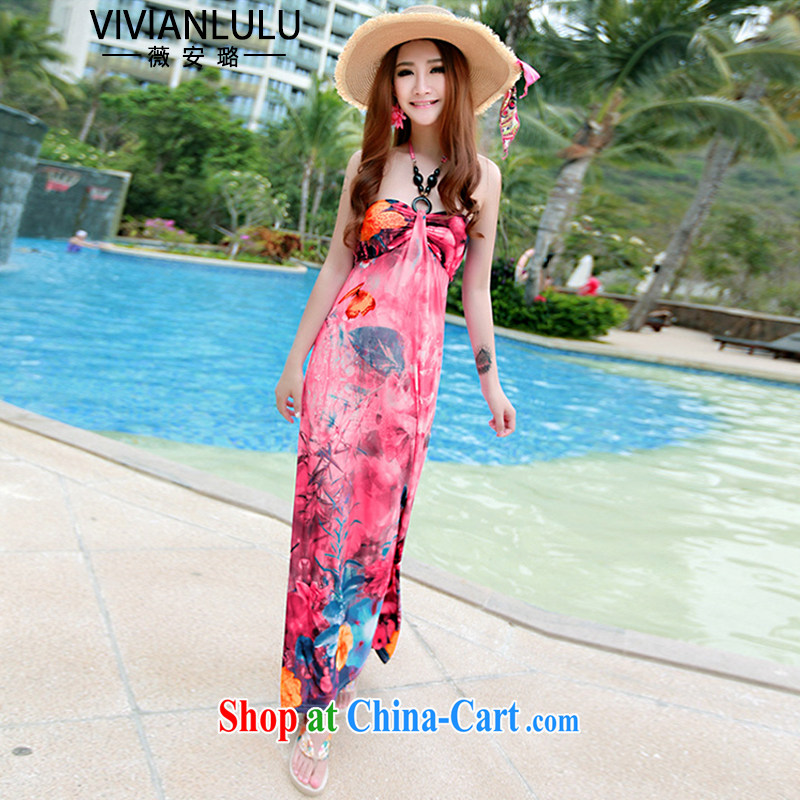 Ms Audrey EU, take this 15 summer new stamp Beauty Chest bare sexy Snow woven long dresses resort beach skirt AL 150,673 rose red, code, vivianlulu, shopping on the Internet