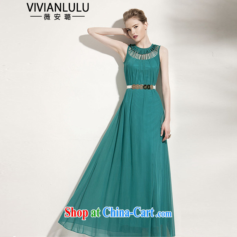 2015 European and American foreign trade new personality Openwork round-collar floating Sin show long evening dress long drag and drop, Yi long skirt AL 150,675 black, code, vivianlulu, shopping on the Internet