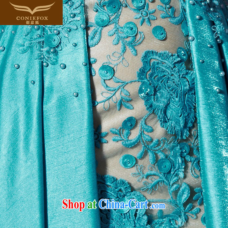 Creative Fox double-shoulder-length, the forklift truck graphics thin banquet dress decorated in late in his toast the dress girl lace show dress welcome long skirt 82,195 blue XXL, creative Fox (coniefox), online shopping