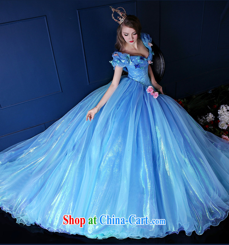 wedding dresses 2015 spring and summer new Cinderella, upscale continental a shoulder-length, bride's tail dress blue M pictures, price, brand platters! Elections are good character, the national distribution, so why buy now enjoy more preferential! Health