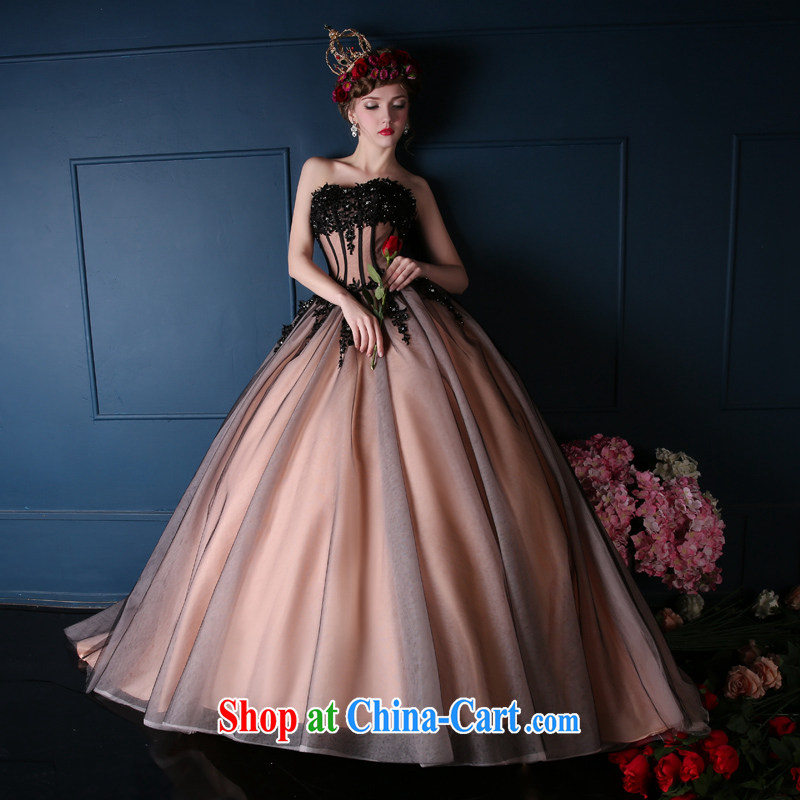 2015 spring and summer new Korean version wiped his chest marriages tail wedding dresses banquet video thin dress uniform performance orange black tailored