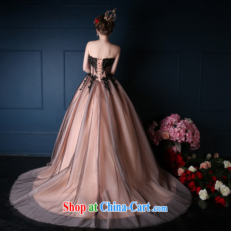 2015 spring and summer new Korean version wiped his chest marriages tail wedding dresses banquet video thin dress uniform performance orange black tailored to sin Sin better, and, shopping on the Internet
