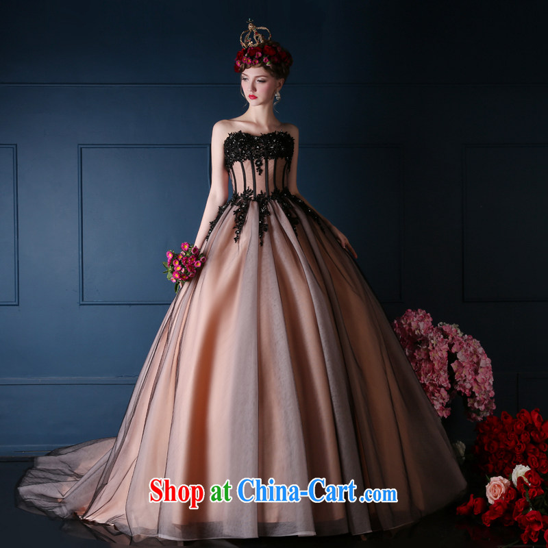 2015 spring and summer new Korean version wiped his chest marriages tail wedding dresses banquet video thin dress uniform performance orange black tailored to sin Sin better, and, shopping on the Internet