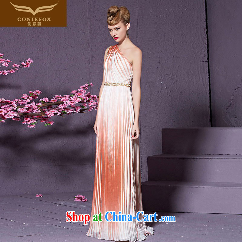 Creative Fox stylish single shoulder dress banquet staple Pearl River night toast with his bride's wedding dress long cultivating bridesmaid dress wedding dress welcome serving 82,206 pictures color XXL, creative Fox (coniefox), online shopping