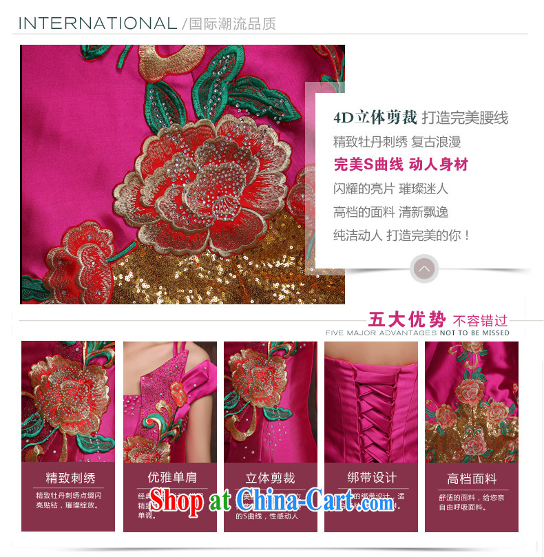 2015 spring and summer New Red single shoulder dress retro bridal crowsfoot toast serving stage moderator performance service China's Red Cross Society tailored pictures, price, brand platters! Elections are good character, the national distribution, so why buy now enjoy more preferential! Health