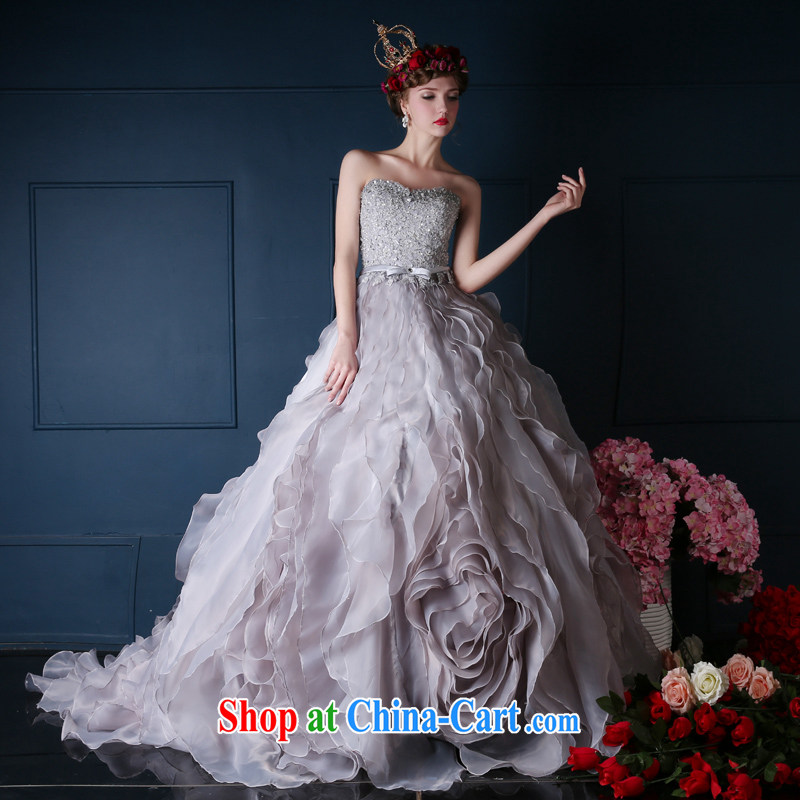 wedding dresses spring 2015 new Korean version wiped his chest long bridal tail wedding banquet dress uniforms gray L, Sin Sin better edge, shopping on the Internet