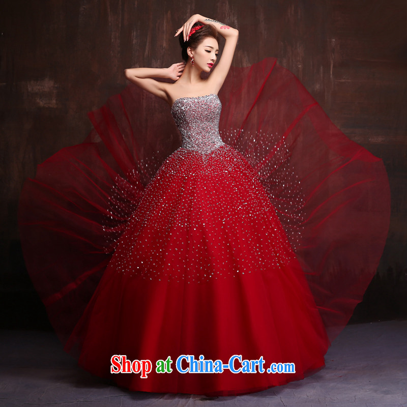 High quality color wedding dress 2015 new, chest bare, theatrical dress bridal wedding toast serving wine red. Size, Sin Sin better edge, shopping on the Internet