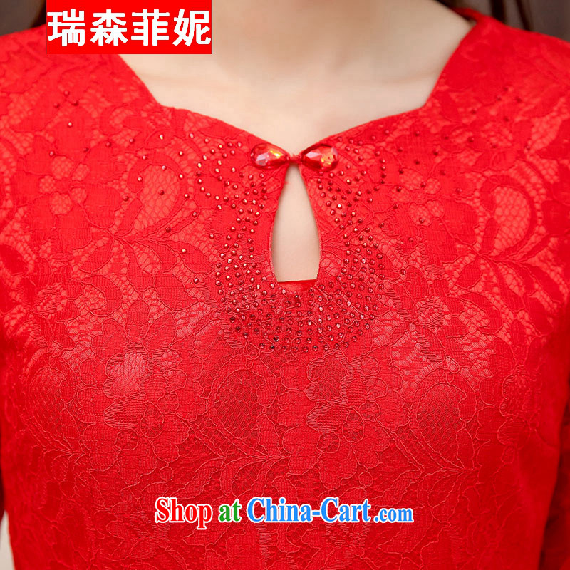 2015 new long-sleeved Openwork lace beauty bridal wedding dress bows to the door of the long dresses wedding toast small dress banquet dress red XXL, Shui Sum , Connie (RESURFINEY), online shopping