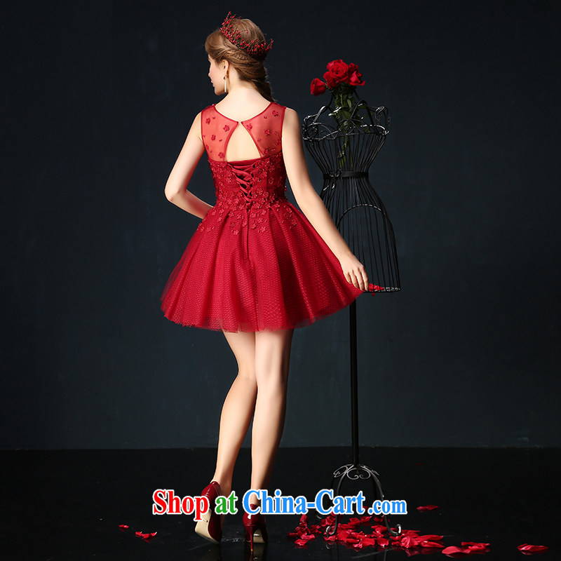 Summer 2015 new Korean shoulders the code graphics thin bridal red bows service short flowers banquet dress red S, Sin Sin better edge, shopping on the Internet