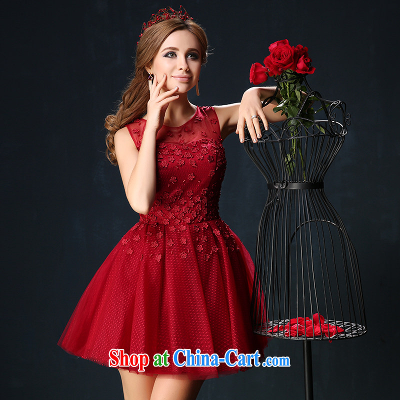 Summer 2015 new Korean shoulders the code graphics thin bridal red bows service short flowers banquet dress red S, Sin Sin better edge, shopping on the Internet