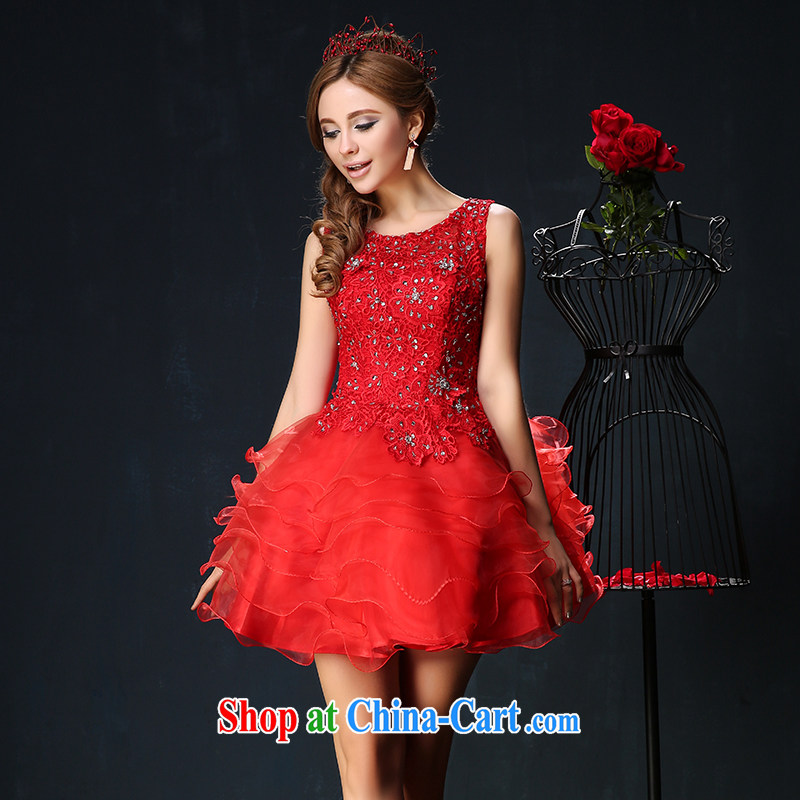 Red bows service 2015 new dual-shoulder larger graphics thin bridal banquet dress short theatrical service summer red S, Sin Sin better edge, shopping on the Internet