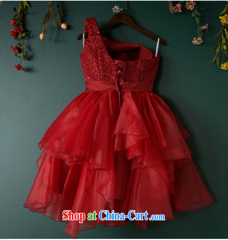 2015 new bride toast clothing summer banquet wedding dress single shoulder short bridesmaid dress dresses red wine red XL pictures, price, brand platters! Elections are good character, the national distribution, so why buy now enjoy more preferential! Health
