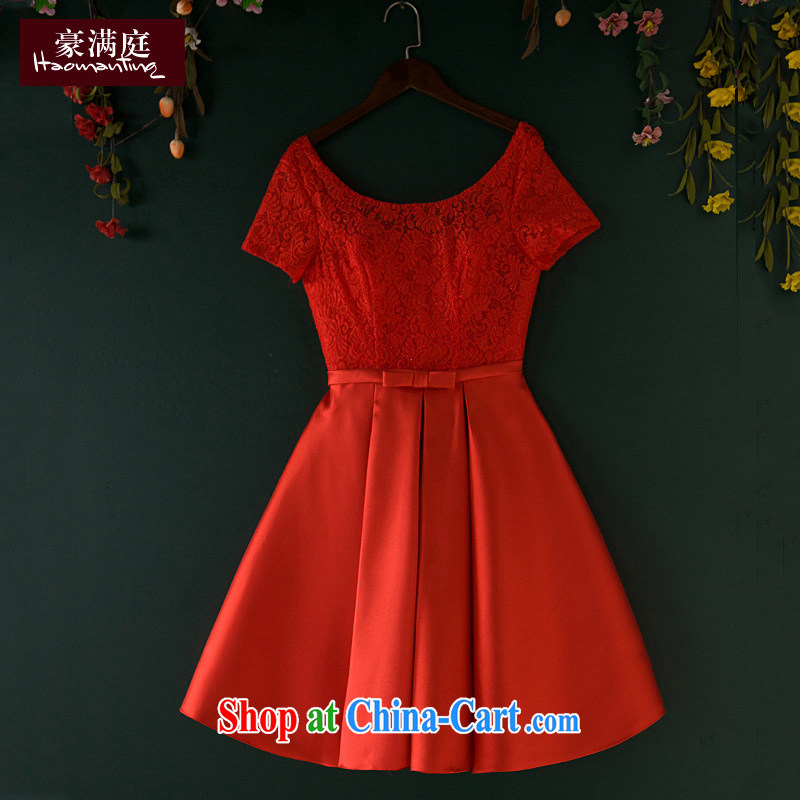 Wedding dress bridal toast service banquet dress 2015 new bridesmaid clothing red short-sleeved short evening dress summer red XL, Ho full chamber, and shopping on the Internet
