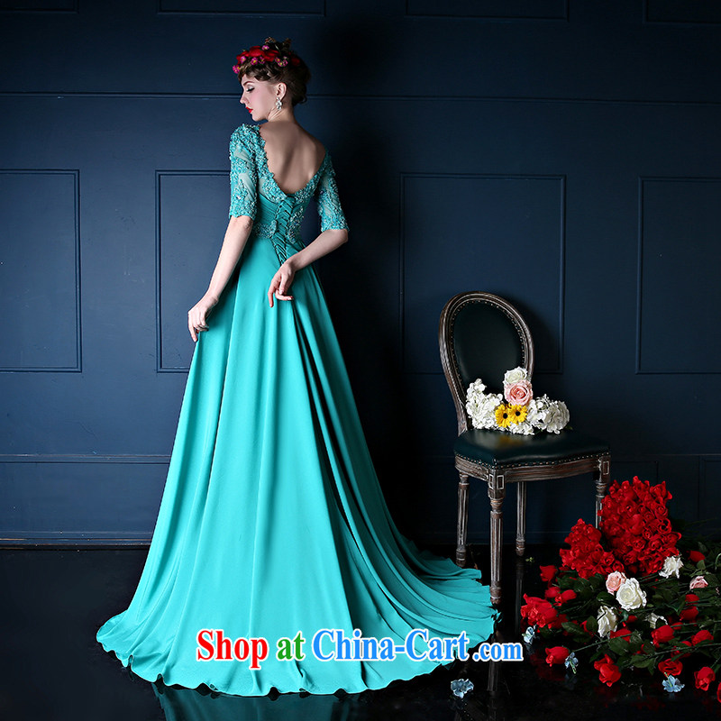 bridal dresses 2015 new Korean double-shoulder-length, toast marriage service banquet dress beauty service performance, blue tailored Sin Sin better edge, online shopping