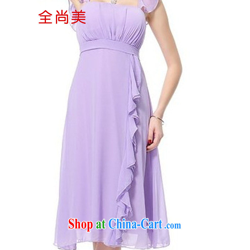 Yet the United States 2015 new hem high-waist pad flouncing strap summer dress bridesmaid dress dress A 2154 Green S, the Sang-mi (QUANSHANGMEI), online shopping