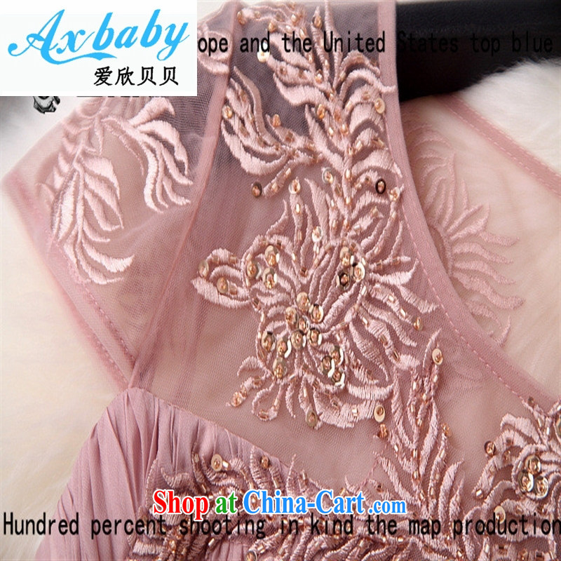 Love Yan Babe (Axbaby) spring and summer new Europe luxury fashion and the Pearl River Delta (PRD 100 hem, with beauty dress dresses T 2881 pink 8, love Yan Babe (Axbaby), and online shopping