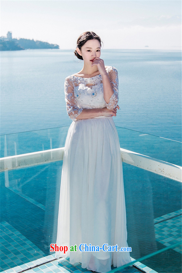Abundant Ming 2015 summer terrace shoulder nails Pearl aura of Yuan dress dresses snow woven large resort long skirt white XL pictures, price, brand platters! Elections are good character, the national distribution, so why buy now enjoy more preferential! Health