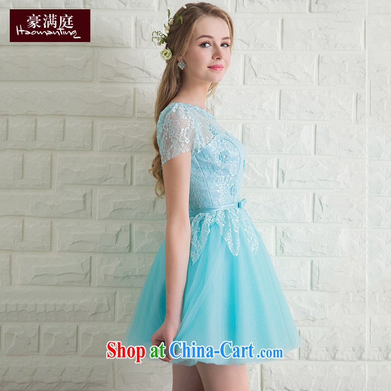 Ho full Chamber lace package shoulder dress dress short wedding bridesmaid dresses small moderator show banquet dress summer economy , Blue XL, Ho full chamber, shopping on the Internet
