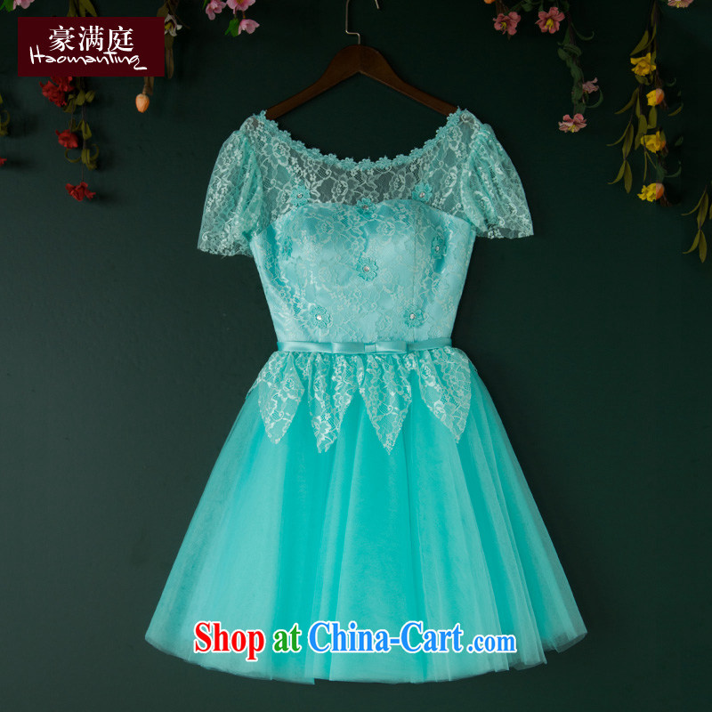Ho full Chamber lace package shoulder dress dress short wedding bridesmaid dresses small moderator show banquet dress summer economy , Blue XL, Ho full chamber, shopping on the Internet