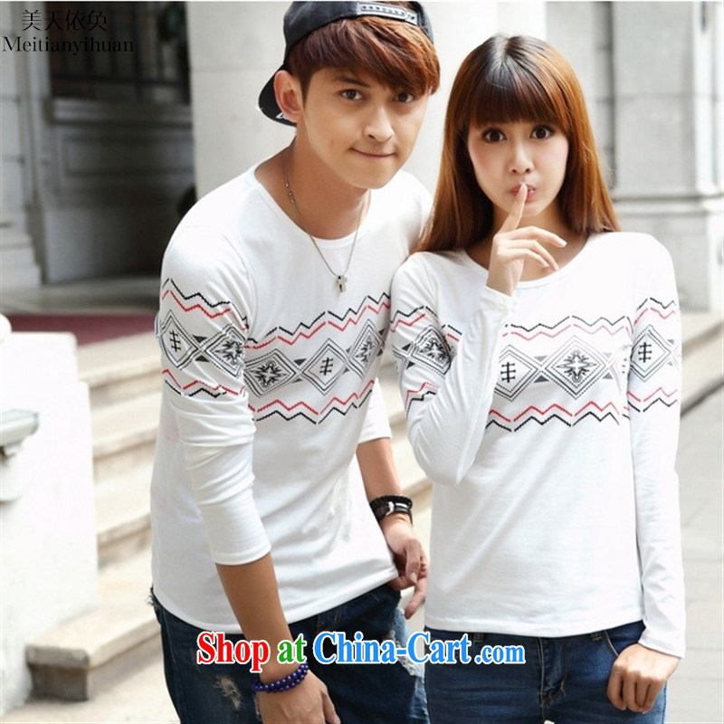 Spring new Korean version of National wind stamp duty round-neck collar long-sleeved T-shirts for couples Class Service picture color XXL, the day to assemble (meitianyihuan), and, on-line shopping