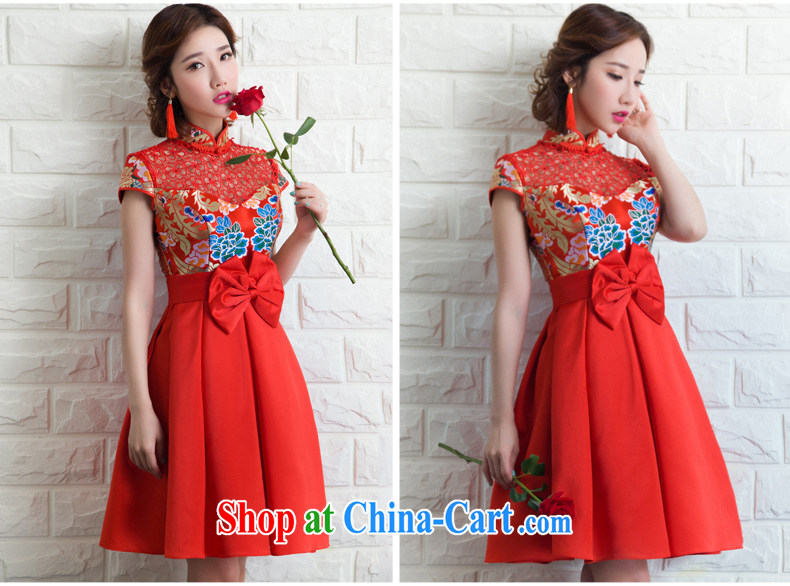 Bridal toast serving summer short, red wedding dress skirt girls retro embroidery betrothal back door service banquet dress red XL pictures, price, brand platters! Elections are good character, the national distribution, so why buy now enjoy more preferential! Health