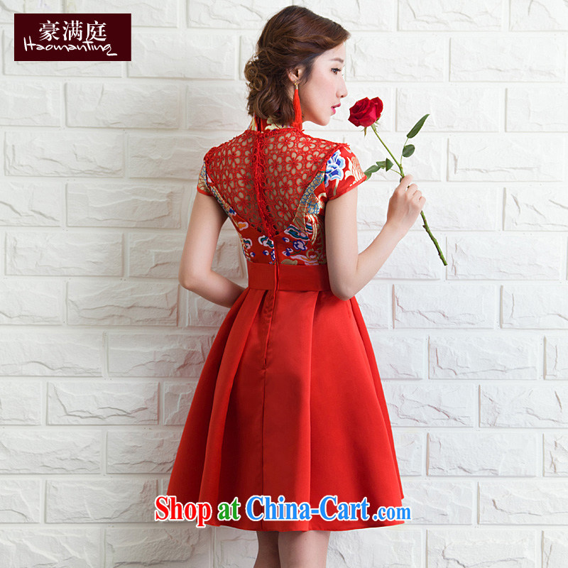 Bridal toast serving summer short, red wedding dress skirt girls retro embroidery the betrothal back door service banquet dress red XL, Ho full chamber, shopping on the Internet
