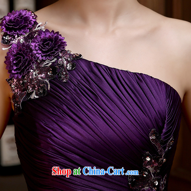 bridesmaid clothing summer 2015 new Korean single shoulder flowers long, the code graphics thin purple bridal wedding banquet dress purple made no refunds or exchanges and it is absolutely not a bride, shopping on the Internet